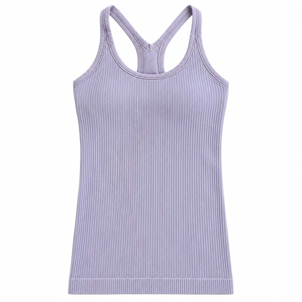 Lululemon Ebb to Street Tank Top Size 2 Lavender Frost Ribbed Y-Back Built-In Br